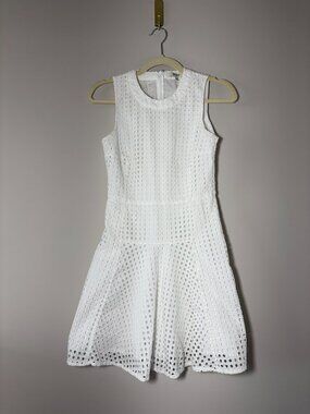 Madewell White Cotton Eyelet Fit & Flare Dress – Size 0